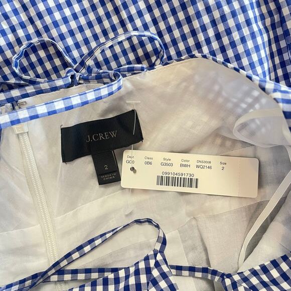 J. Crew | Women's Blue and White Maxi Gingham Dress with Tags | Size: 2 - Picture 2 of 7